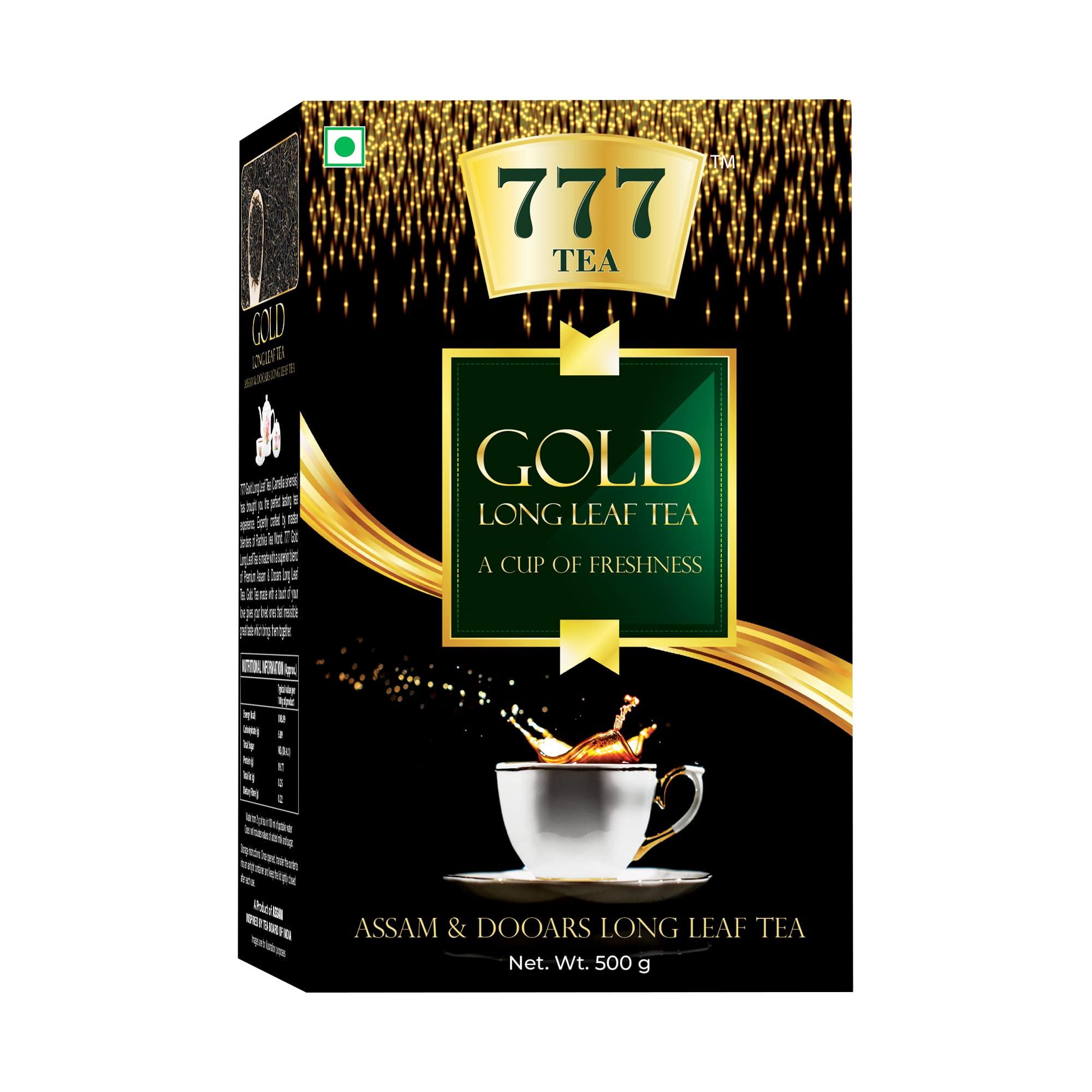 777 777 Tea Gold Long Leaf Tea | Assam tea | Rich & Aromatic Chai | Black Tea | Tea Leaf | Chai Patti (Pack Of 3, 500 GM Each)