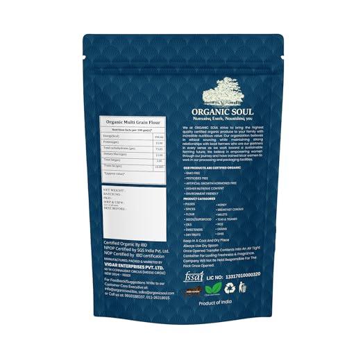 Organic Soul Organic Soul - Organic Multigrain Flour 900_Gm | Ragi, Amranthan, Besan, wheat | 100% Organic (Mix Atta)
