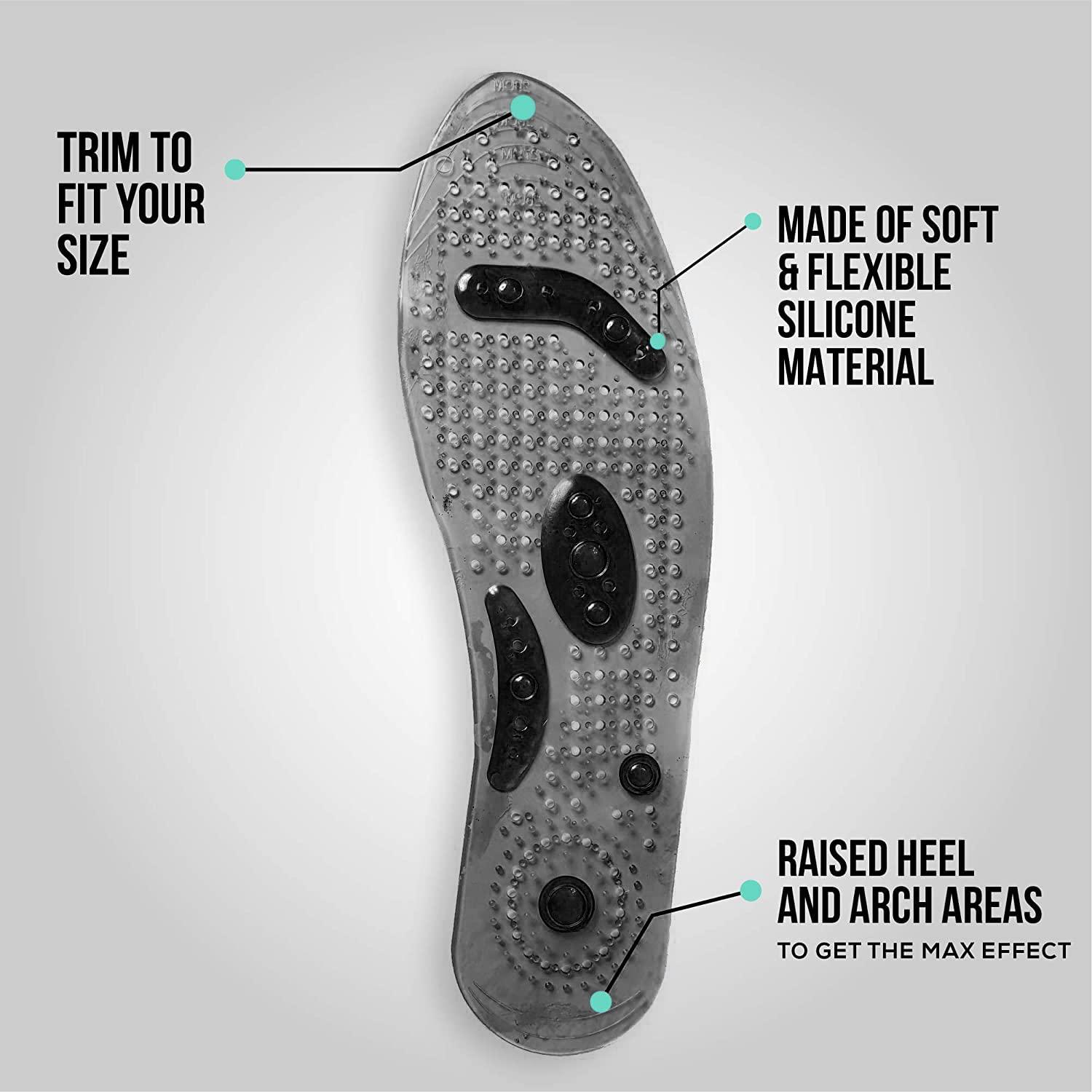 TREZOP Trezop Acupuncture point soles slimming health insoles magnetic therapy massage insole (Male(Free Size), Black (Pack of 1))