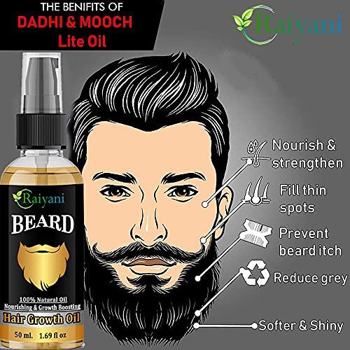 Raiyani Raiyani Beard Growth Oil - 50ml - More Beard Growth, With Redensyl, 8 Natural Oils including Jojoba Oil, Vitamin E, Nourishment & Strengthening, No Harmful Chemicals