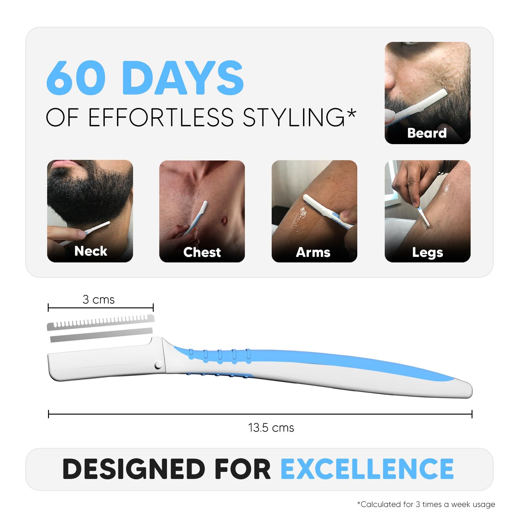 LetsShave LetsShave Pro Styler for Men Beard, Reusable, Pack of 3, +1 Transparent Shave Gel 15ml, Beard Shaper, Multi Grooming, Face Razor for Men, Beard Pen Styler, 60 Days of Styling