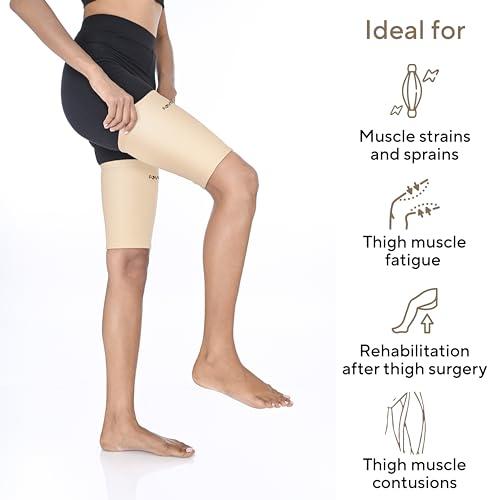 FOVERA FOVERA Thigh Support,Thigh Compression Sleeve for Quad and Hamstring Support for Men and Women (Size - M, 1 Pair)