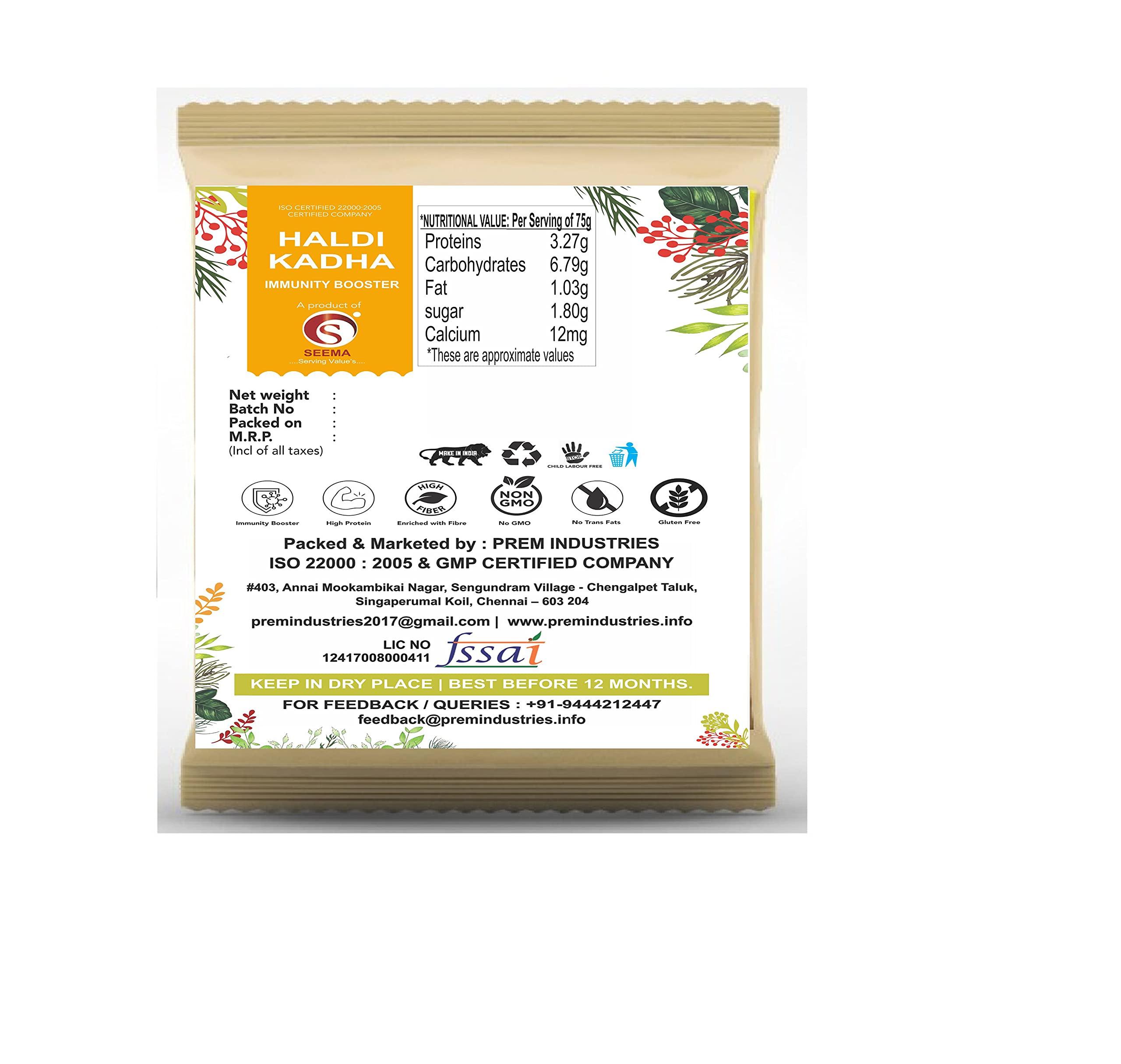 SEEMA Turmeric Latte - Golden Milk I Immunity Milk Latte Mix, Antioxidant & Anti-Inflammatory Drink Mix with Cumin, Dhaniya, Ajwain, Kali mirch & Ginger l Milk Booster- Milk Mix l Make Healthy Drink l Golden Milk Powder | Haldi Kadha | Turmeric Milk Drink 