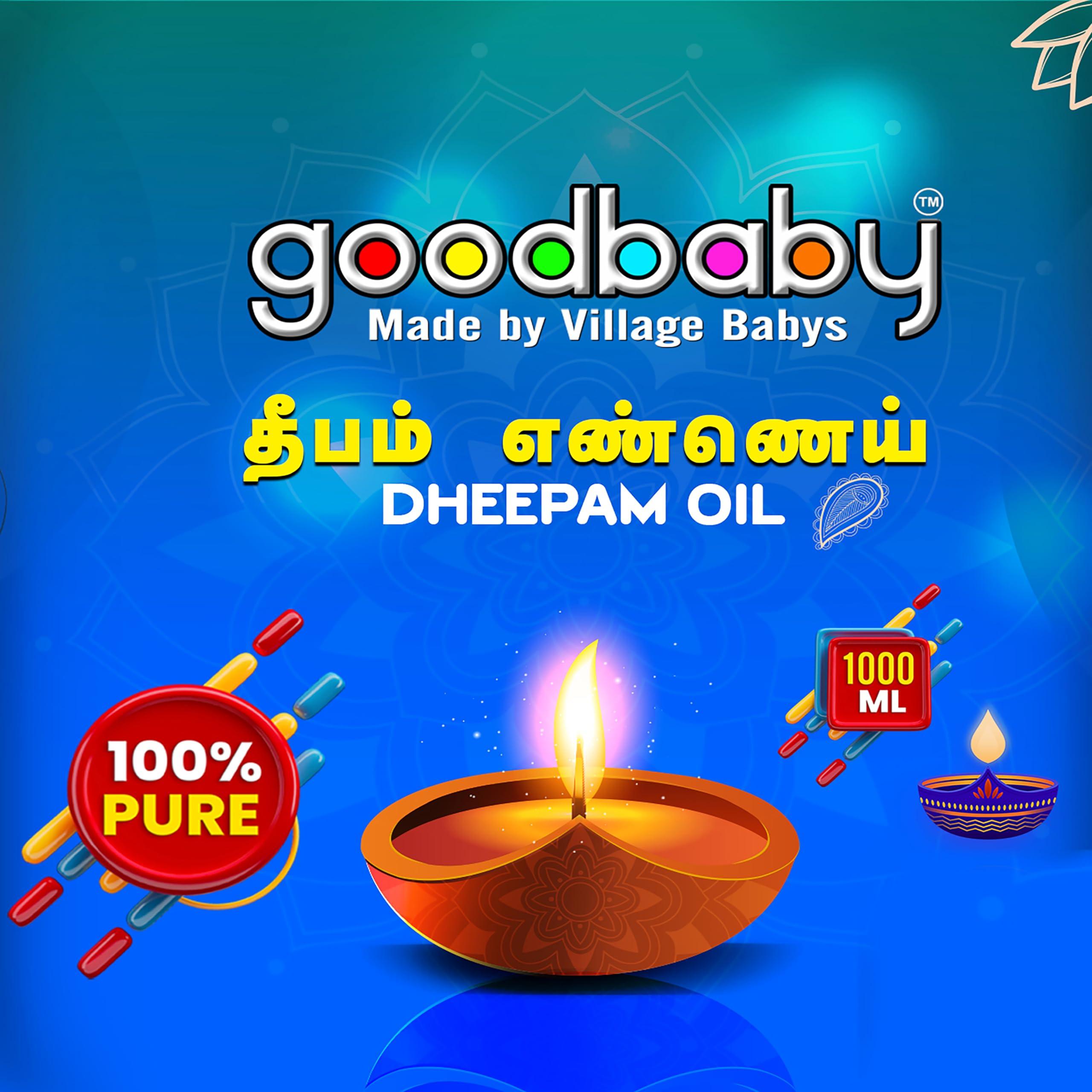 goodbaby Made in Village babys POOJA OIL | Lamp oil | Diya Oil | Oil for Puja, Festivals, Havan | Blend of 3 Puja Oils with Herbal Fragrance | 1L