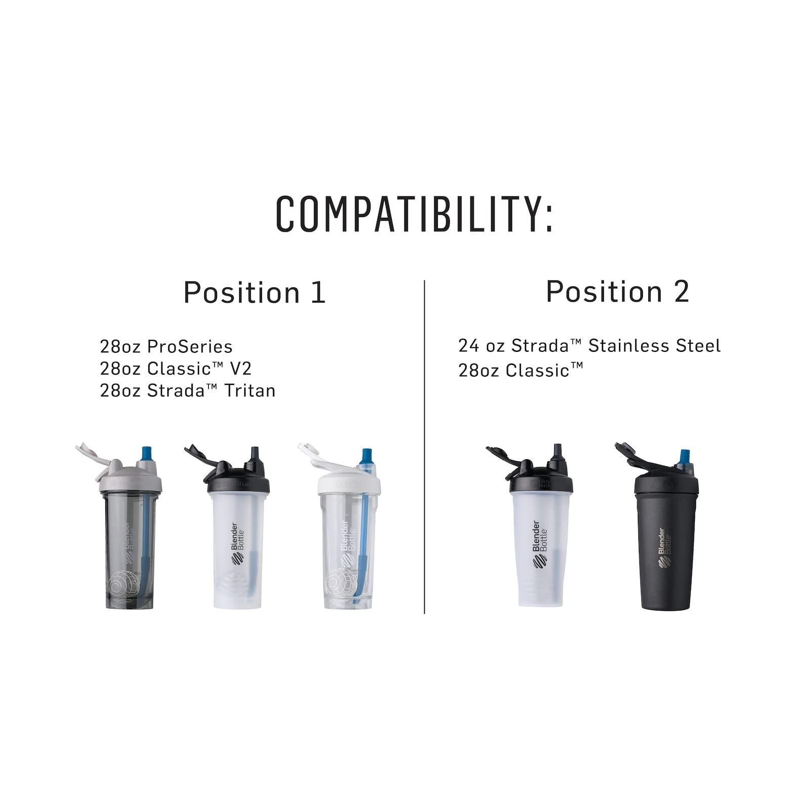 Blender Bottle Stay-In-Bottle Reusable Silicone Straws for BlenderBottle Shaker Bottles, Black and Blue (2 Pack)