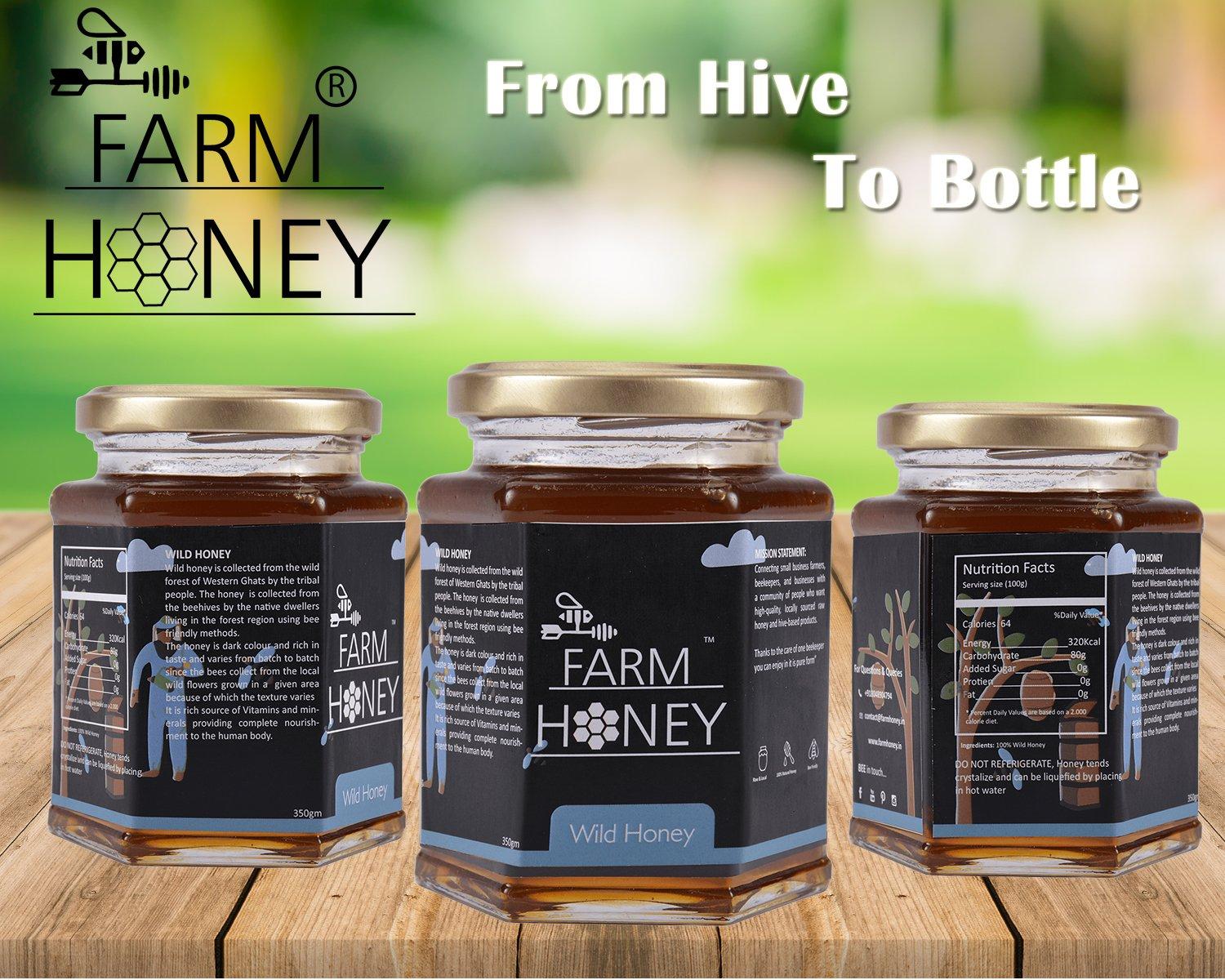 Farm Honey Farm Honey Wild Unprocessed Honey|Pure Organic Raw Honey|100% Natural|no preservatives| No Artificial Color|no Added Sugar|250 Gm