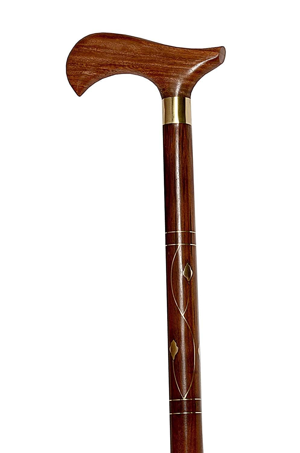 Nagina Wood Creation Nagina Wood Creation Handmade Wooden Folding Walking Stick 36 Inches - Handcrafted Walking Cane with Brass Handle - Gifts Ideas