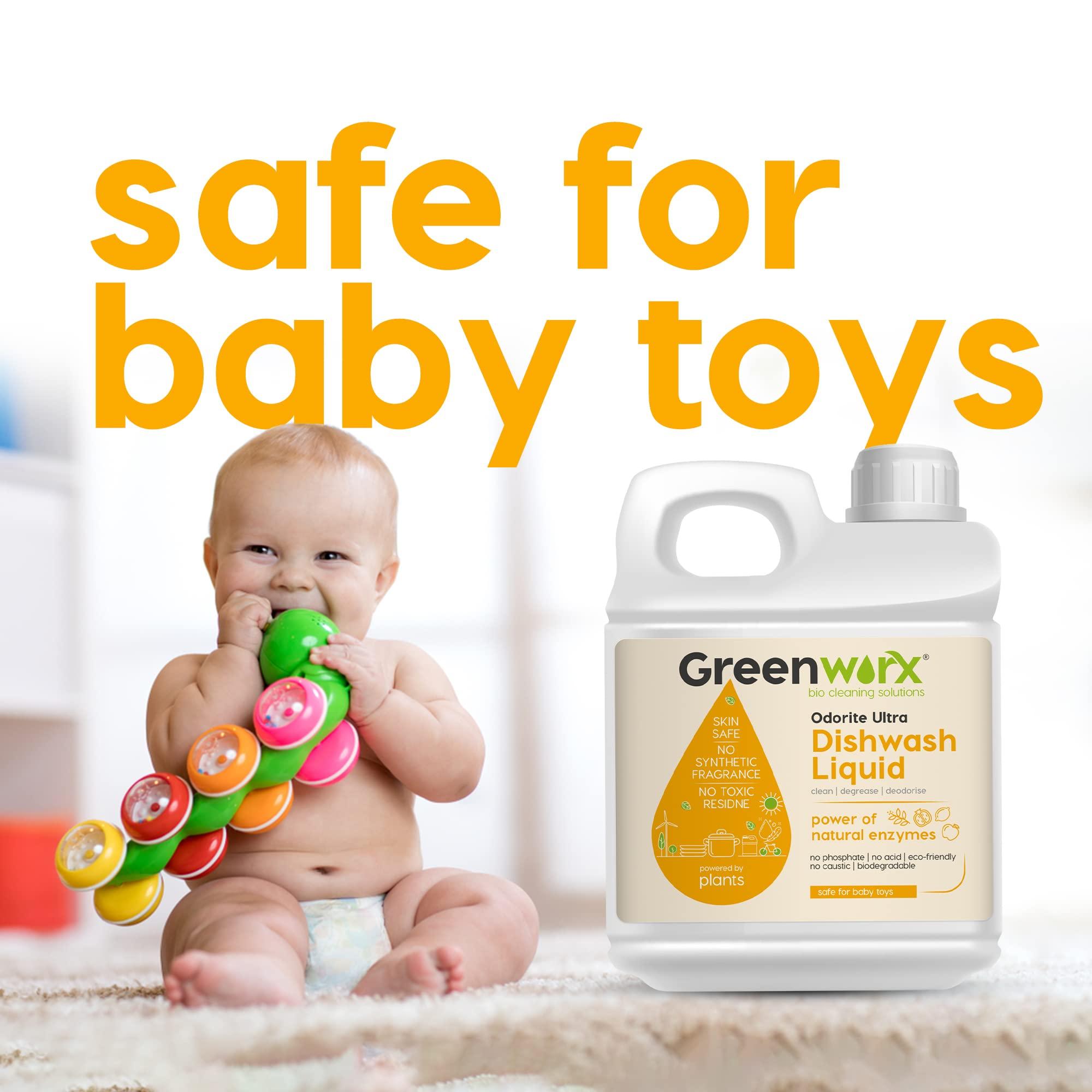 Greenworx - Bio Cleaning Solutions Greenworx - Bio Cleaning Solutions Natural Dishwash Liquid - 5 Ltr | Biodegradable, Non-Toxic, Eco-friendly | Baby & Pet safe