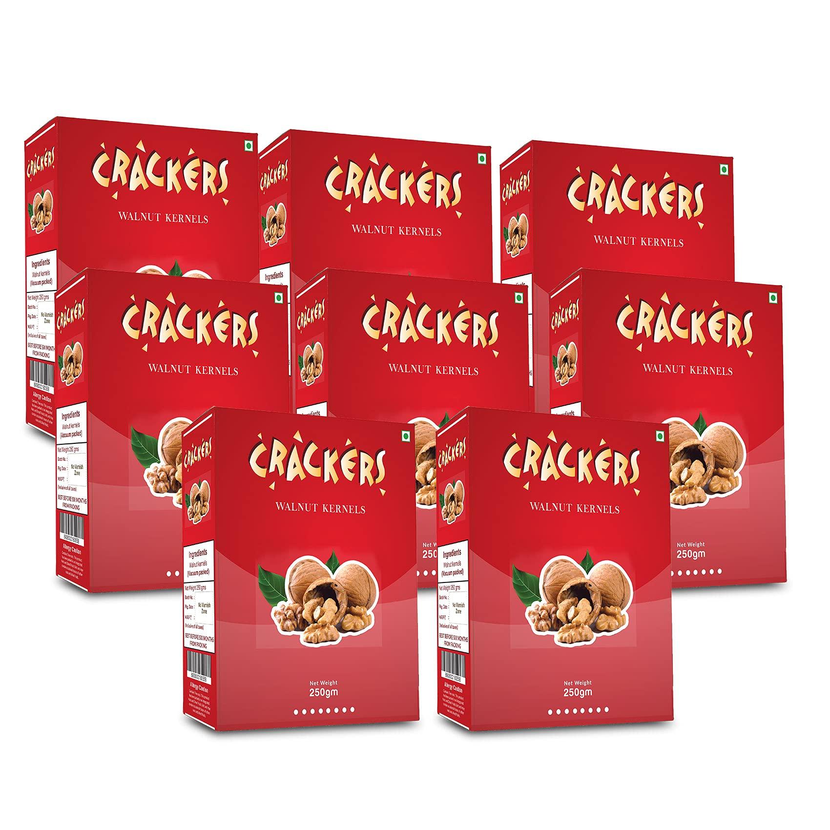 GO Go Crackers Amber Broken Walnuts Kernels (Without Shell) 2kg, 250g x 8 | Walnuts Dry Fruits | Organic Walnuts | Kashmiri Walnuts Kernels for Snacking & Baking