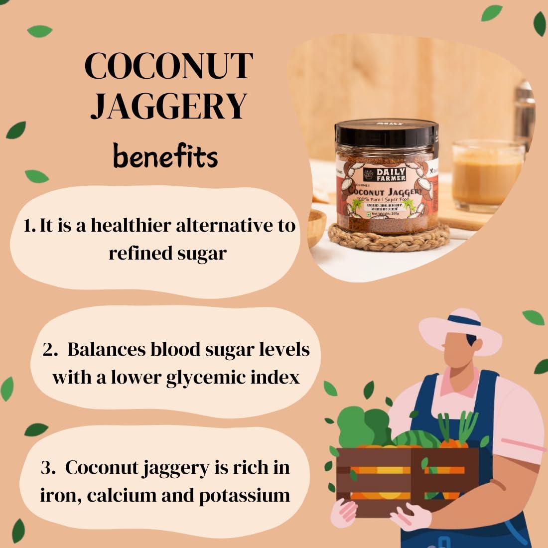 DAILY FARMER Daily Farmer Coconut Jaggery Sugar Powder [ Low GI | Nutrient Rich | Natural Sweetener | Gourmet ] 500g