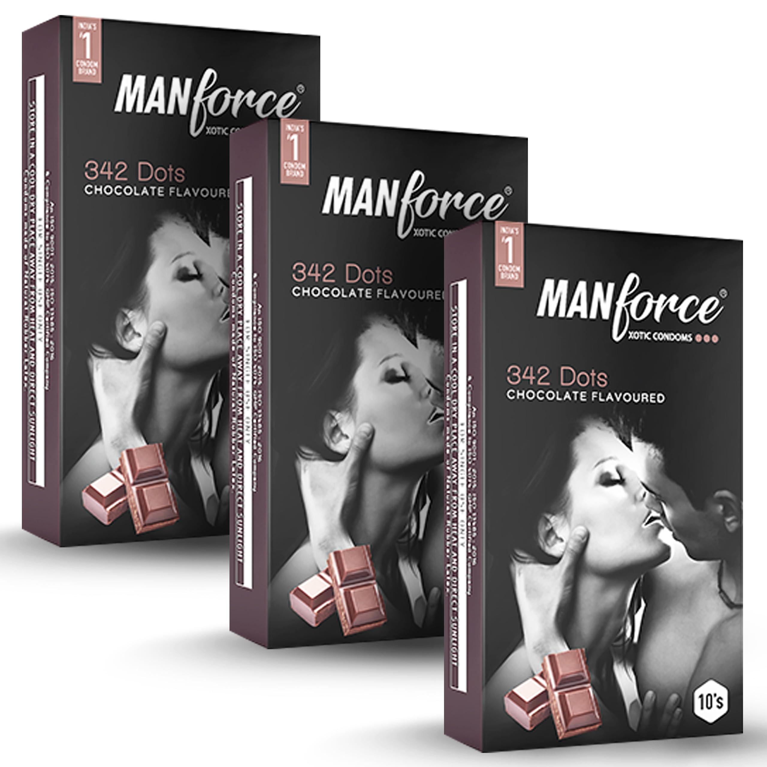 Manforce Manforce Xotic Chocolate Flavoured Condoms for Men | 30 pcs | Dotted, Contoured, & Lubricated Latex Condoms | For Enhanced Pleasure of Both | Indias No. 1* Condom Brand for Safe Sex