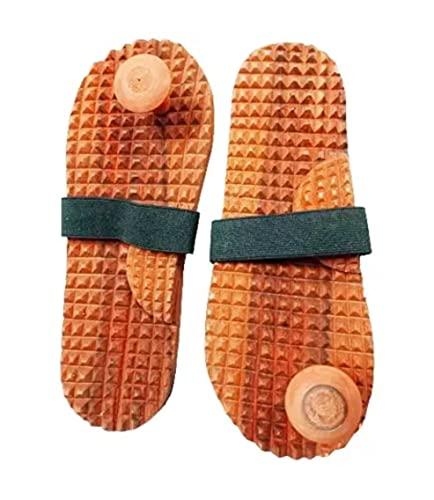 NETCLUB NETCLUB Unisex Khadau slipper Wooden Relaxing Acupressure slipper Foot Feet Slippers Sandle for Men Women Childrens Blood Pressure Control Free Finger Care (8)