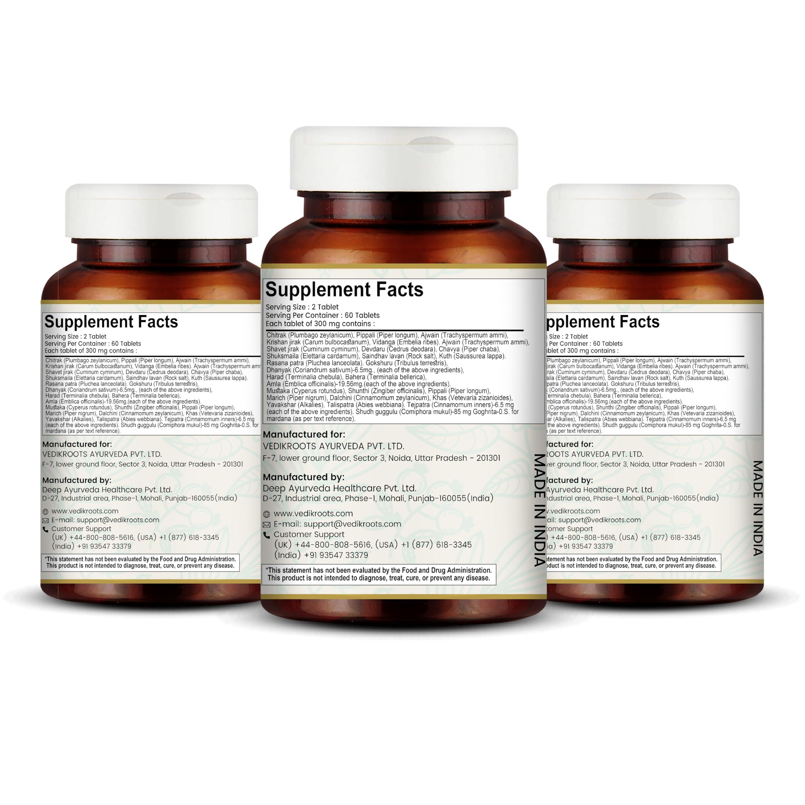 VEDIKROOTS Vedikroots Yograj Guggulu - Ayurvedic Supplement For Joint Pain | Relief From Joint Discomfort | For Swelling & Stiffness | 60 Tablets (Pack of 3)