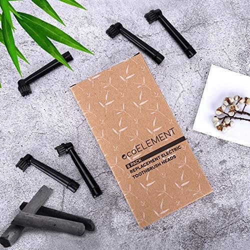 ecoELEMENT ecoELEMENT Recyclable Toothbrush Heads Compatible with Oral B - 4 Pack of Charcoal Toothbrush Heads Eco Friendly Products - Toothbrush Head Black