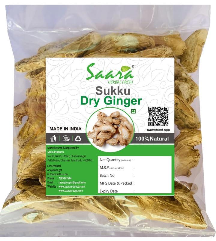 SAARA Saara HERBAL FRESH Sukku, 400g, Sonth, Chukku, Sunth, Sabut Saunth, Dry Ginger, Dry Shunthi, (pack of 4 x 100g)