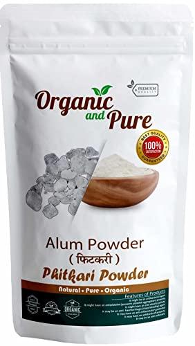 Organic and Pure Organic and Pure Alum Stone Block | Phitkari Alum Stone | Fitkari Stone for Skin Vastu Face Skin Hair Water Underarms Shave Teeth | Potassium Potash 200g