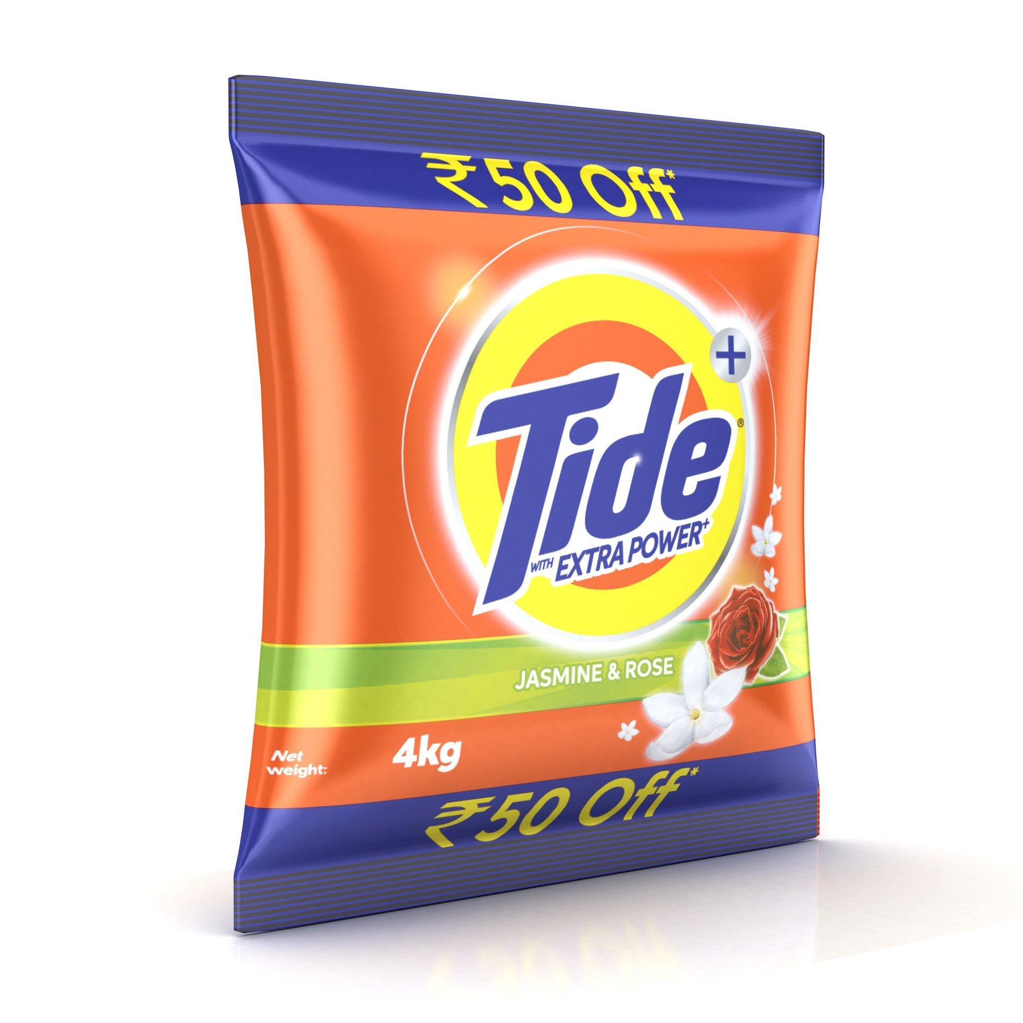 Tide Tide Plus Extra Power Detergent Washing Powder - 4 Kg (Jasmine And Rose), Pack of 1
