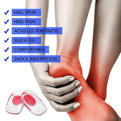 ENERFOOT 3 Pair Gel Heel Cups Plantar Fasciitis Inserts - Silicone Gel Heel Pads for Heel Pain, Bone Spur & Achilles Pain, Gel Heel Cushions and Cups, Pad & Shock Absorbing Support(Red Small)