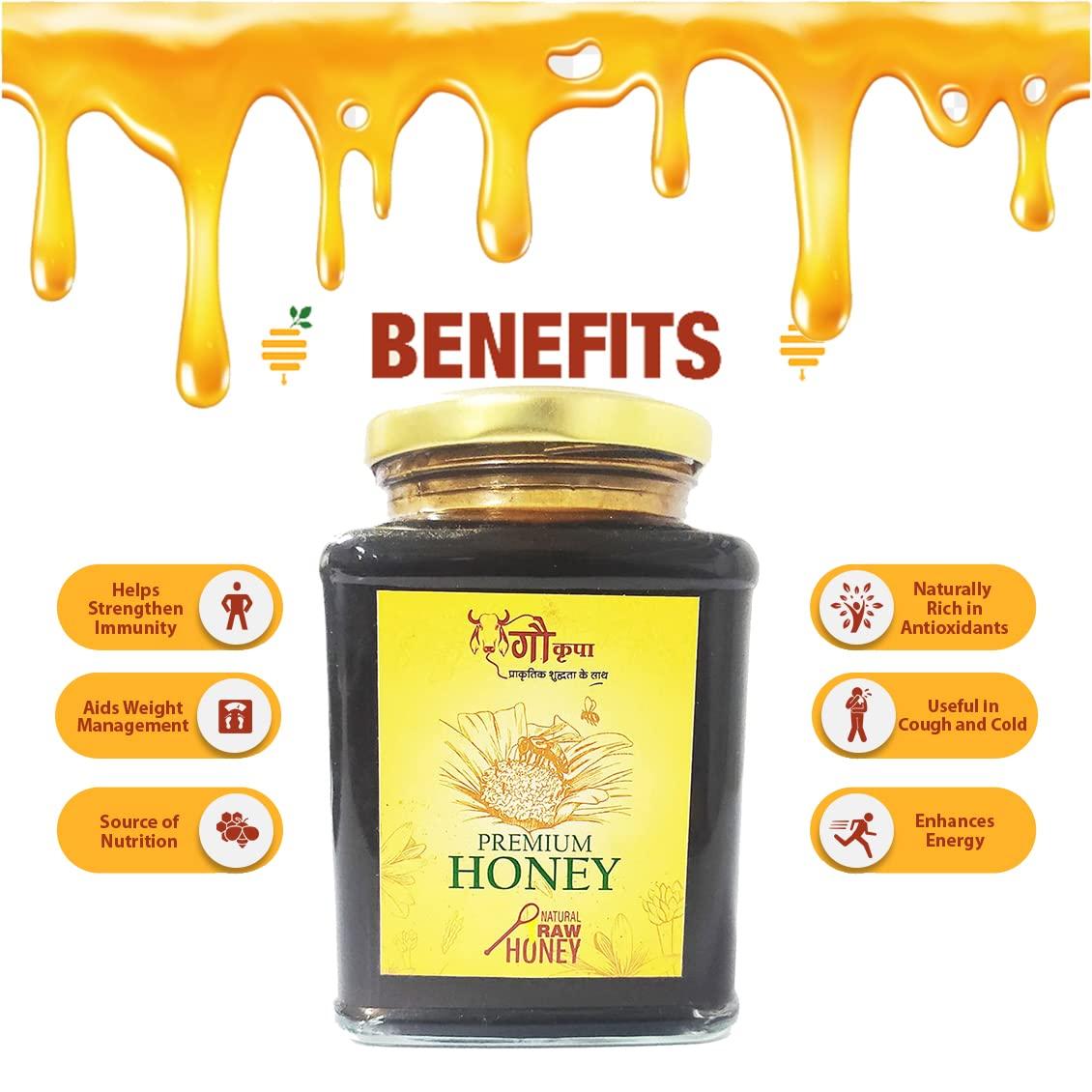 GauKrupa GauKrupa Forest Honey Shahad | Natural and Original Honey | 100% Pure Raw and Unprocessed Honey Sahad Good for Skin & Health, No Added Artificial Flavor & Sugars or Colours | Bottle (500 Gram)
