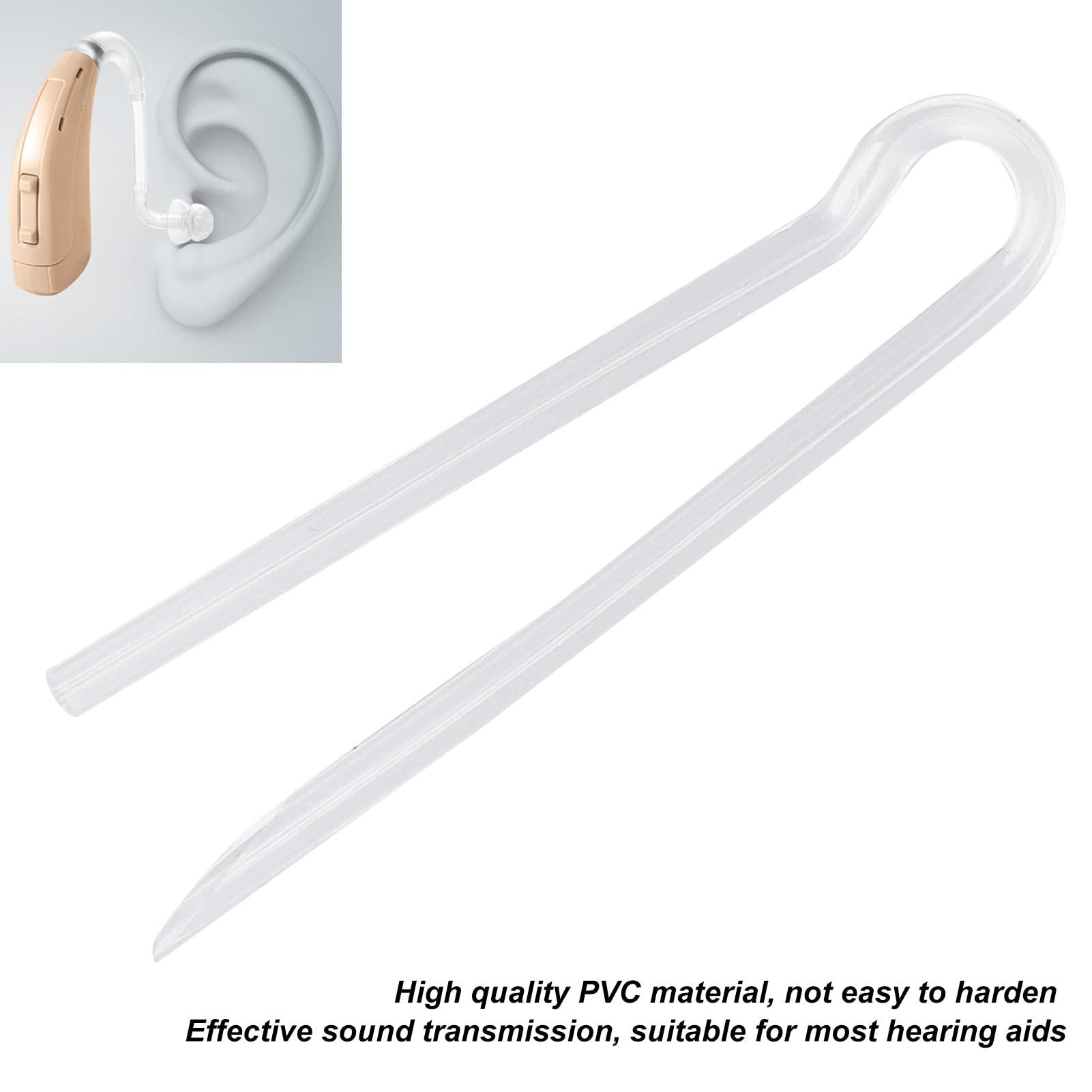 Tiiyee Preformed Sound Tube, Replacement BTE Earmold Amplifier Accessories Kit Tubing Replace Standard Prebent Flexible Medium Thick Tubes Eartips Domes Compatible with Most Hearing Aid Brands(3.3 * 2.0mm)