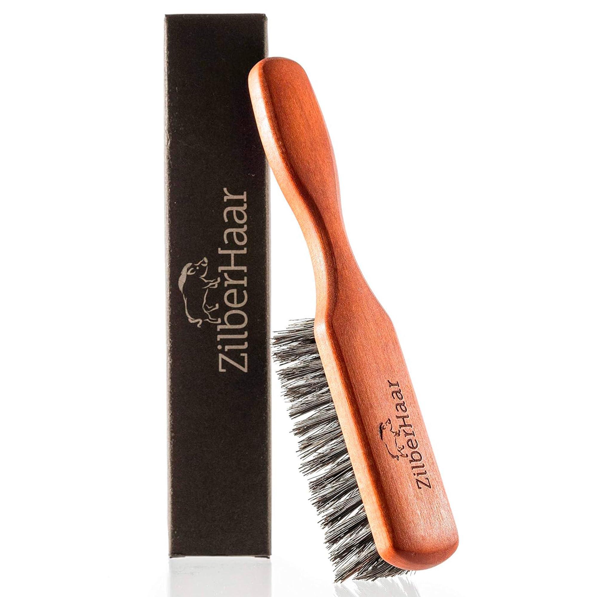 ZilberHaar ZilberHaar Beard Brush (Soft Bristles) | 100% Boar Bristle & German Pearwood | Works With All Beard Balms & Oils | Made in Germany