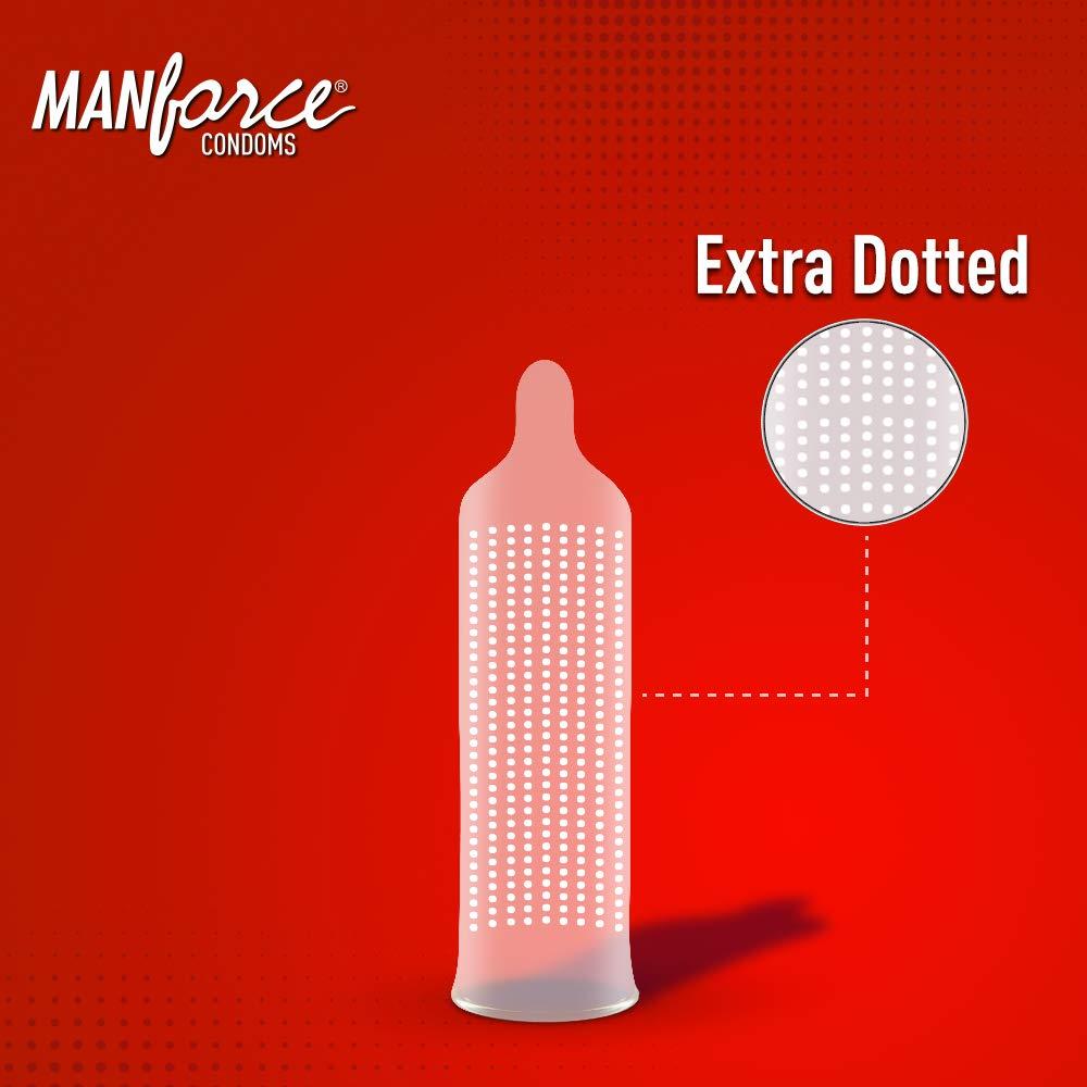 Manforce Manforce Extra Dotted Condoms, Litchi Flavoured- 10 Pcs x Pack of 3