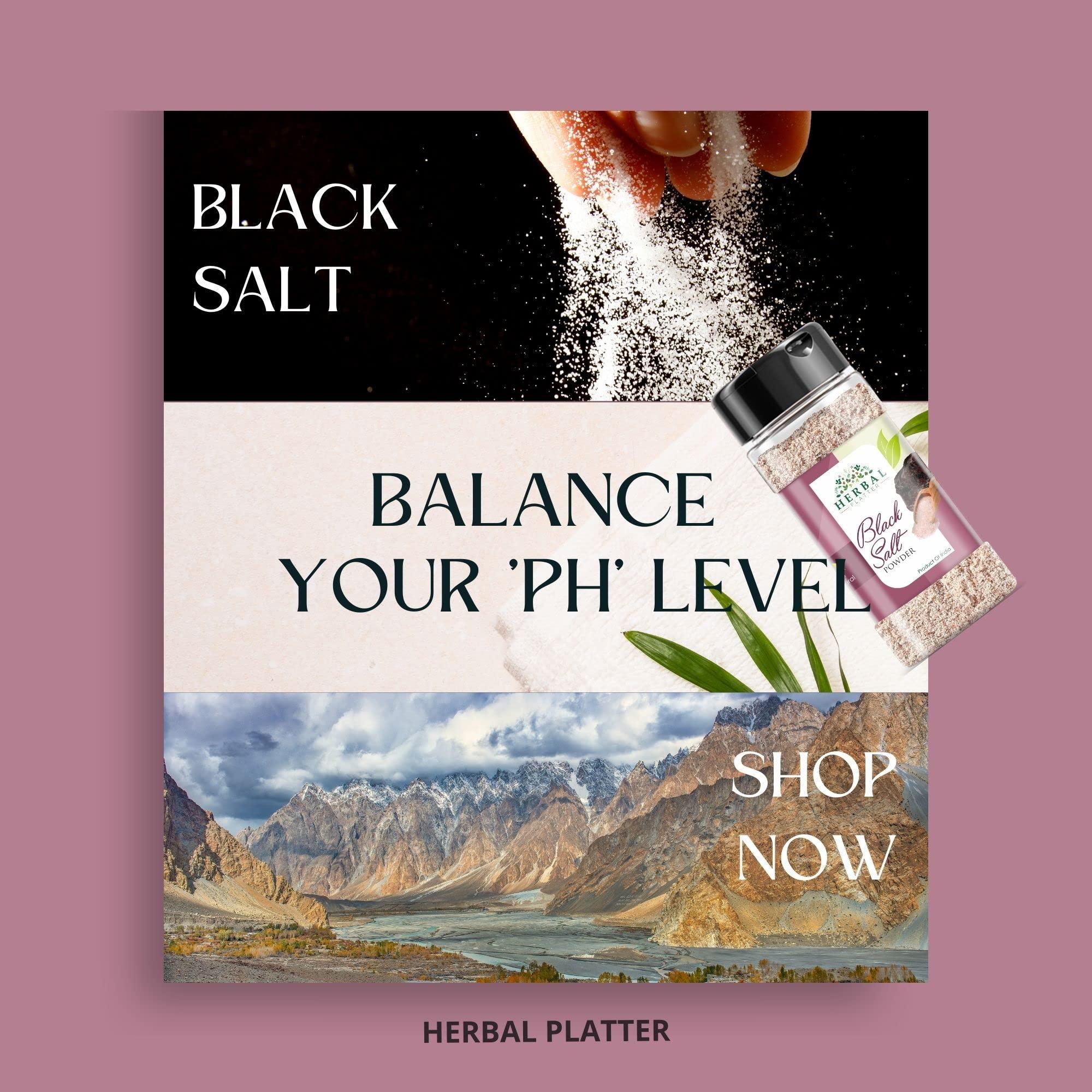 Herbal Platter Herbal Platter Himalayan Black Salt (Kala Namak) 100% Pure & Natural Rock Salt 100g Spice Jars with Sprinkler