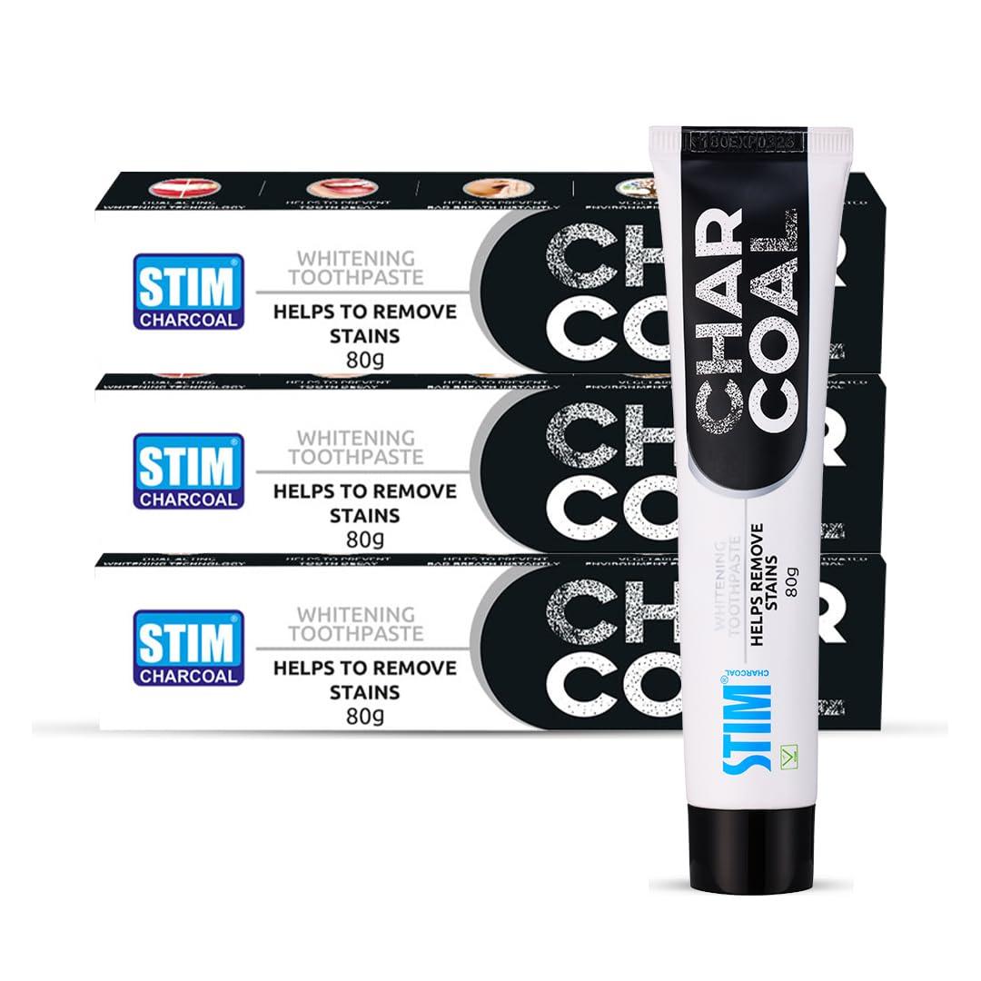 STIM STIM Charcoal Toothpaste For Natural Whitening (80g) Pack of 3