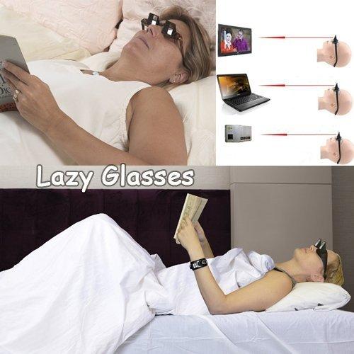 BIGXEN BIGXEN (Pack Of 1 Lazy Prism Eye Glasses Lying Down Bed Horizontal Watching TV Reading Spectacles Horizontal Glasses - Black