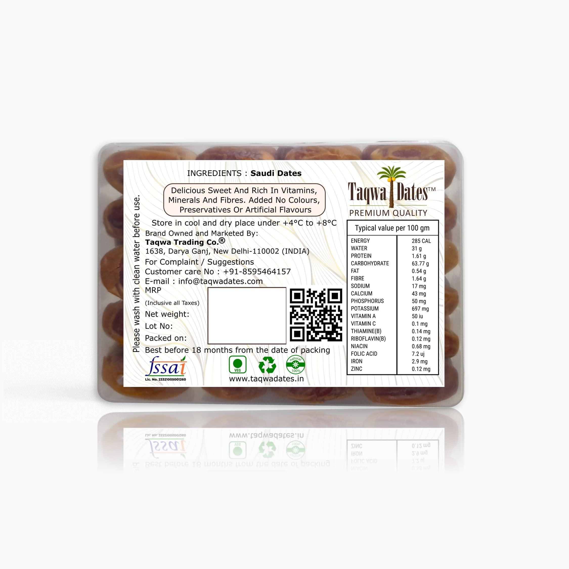 Taqwadates-Premium Quality Taqwa Dates Sukkari Zahedi Dates, Brown Dried Seedless Khajoor (3*250gm)