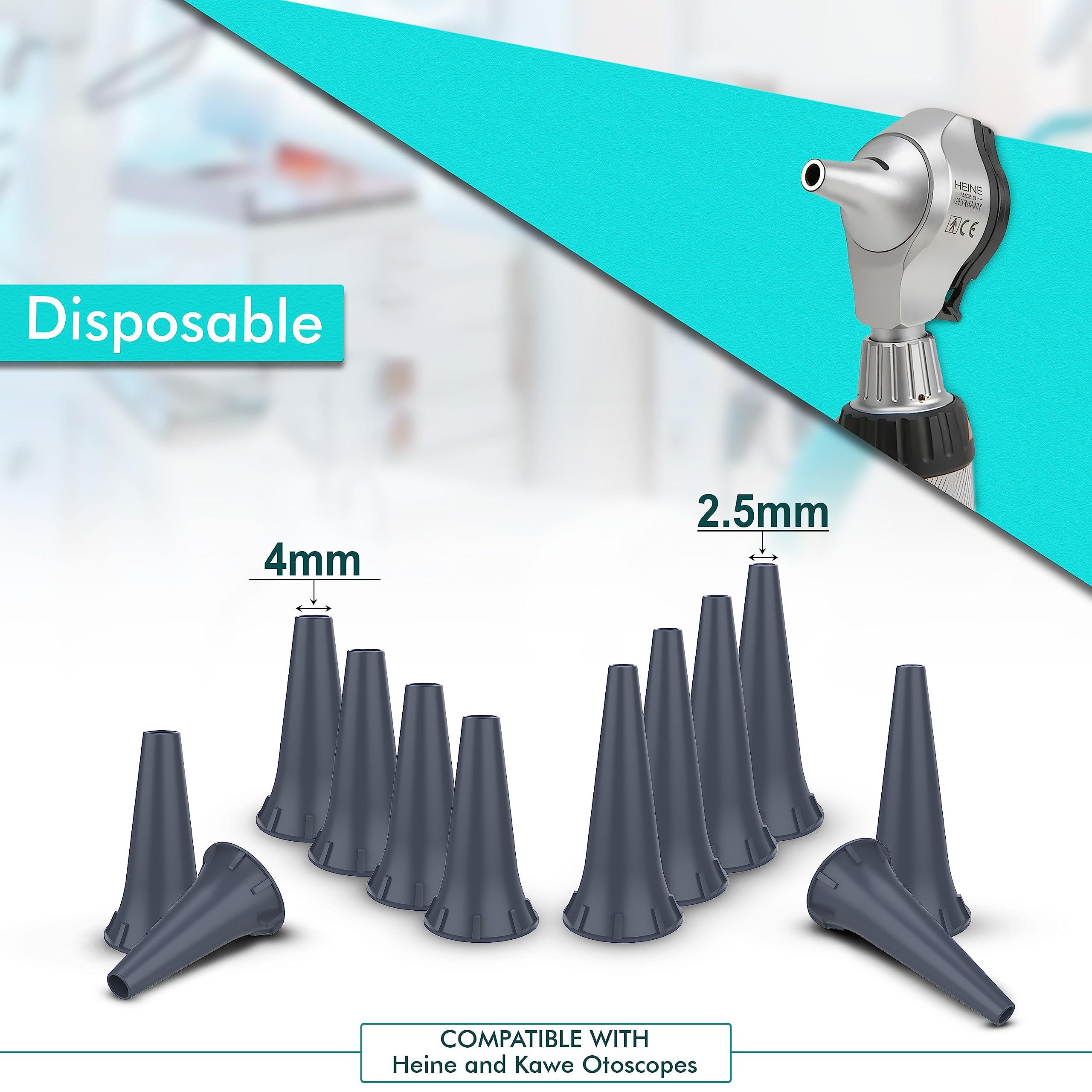 OTICA 2.5 mm and 4 mm Disposable Otoscope specula Tips compatible with HEIN.E and Welch Otoscopes covers adult and pediatric 50-50 UNITS