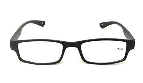 AR Eyewar AR Eyewar 1.25 Diopters Rectangular Unisex Reading Glasses 48, Black_Medium