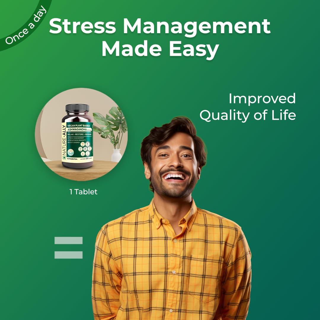 Nature Ally NatureAlly Ashwagandha (500 mg) | Extra Strength Natural Formulation | Support strength & energy | Withania Somnifera Extract - 30 Vegetarian Tablets, (Pack of 1)
