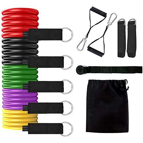 Alchemy ALCHEMY Resistance Bands Set for Exercise, Stretching, and Workout Toning Tube Kit with Foam Handles, Door Anchor, Ankle Strap, and Carrying Bag for Men, Women