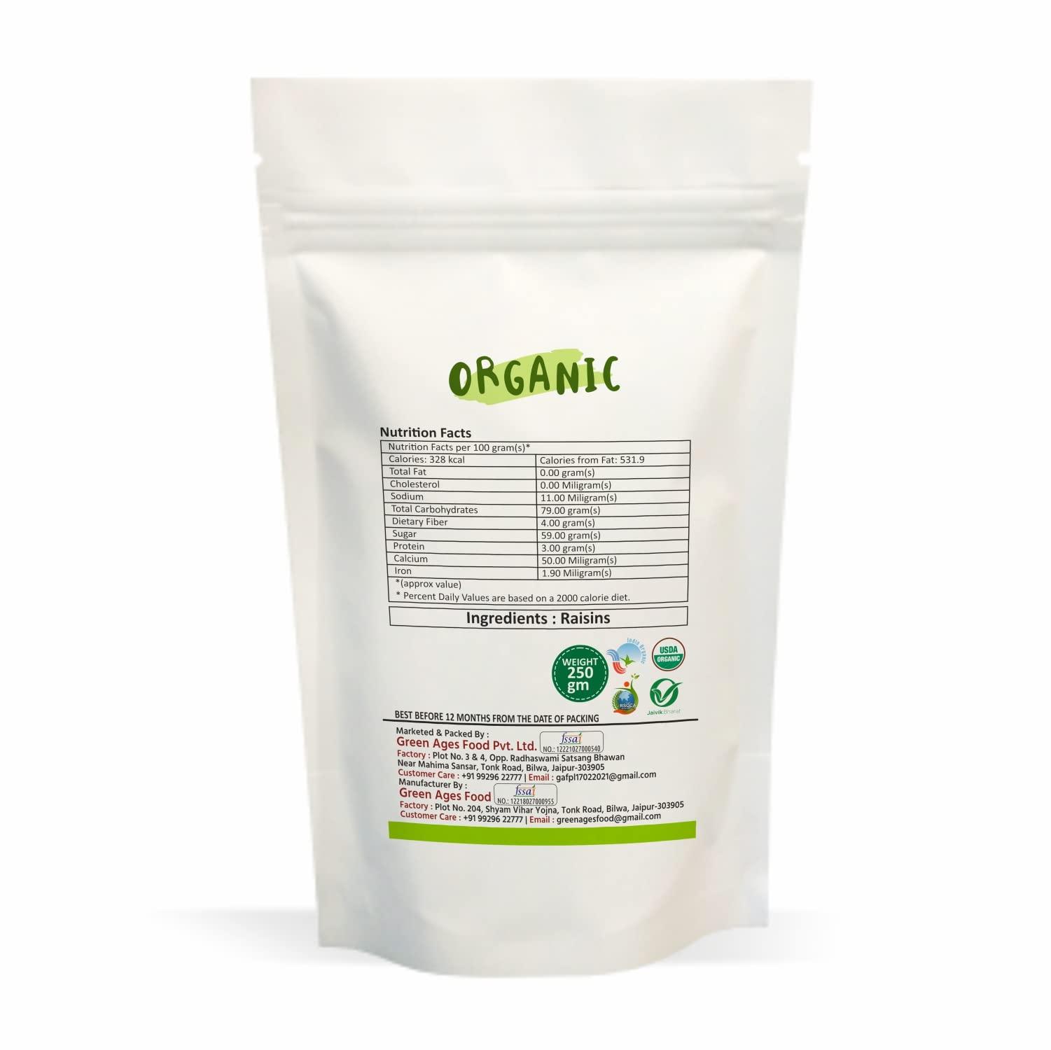 GRUTI Gruti Organic Popular Raisins (Rasine), 250g - Kishmish | Saugi | Kishmish Dry Fruits, Raisins Seedless, 250g