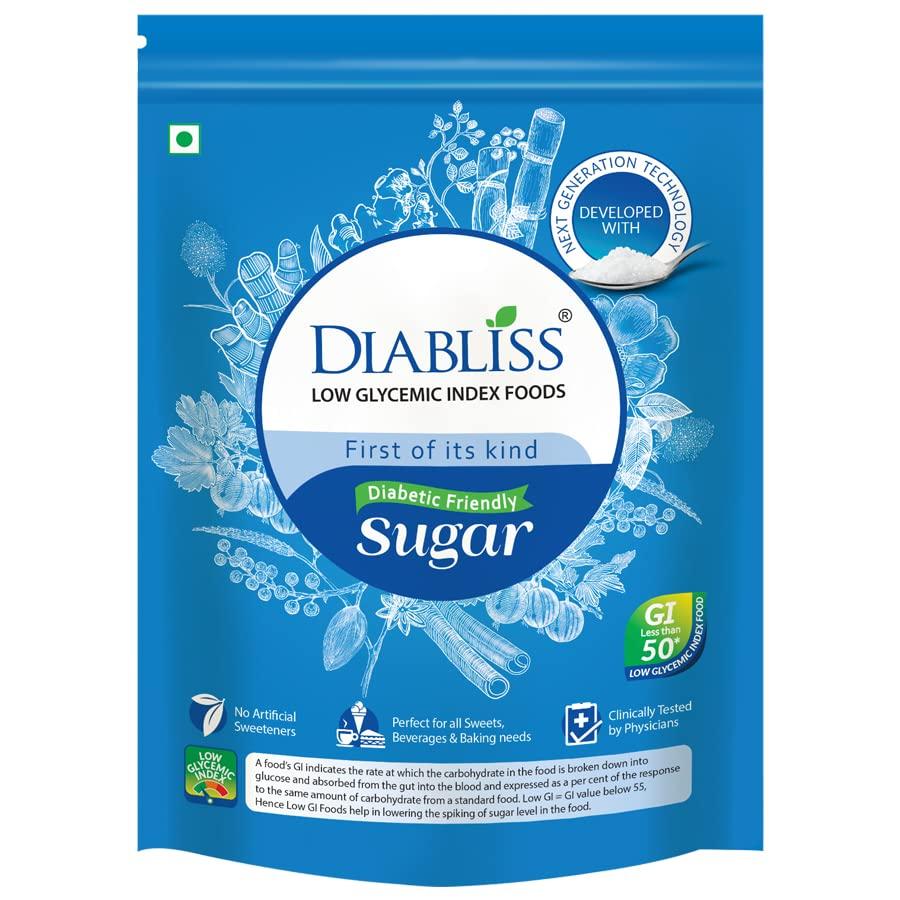 Diabliss Diabliss Diabetic Friendly Herbal Cane Sugar - Free from Chemicals/Artificial Sweeteners - Low Glycemic Index (GI) - 500g Pouch (500g (Pack of 8)+Blood Glucose Management)