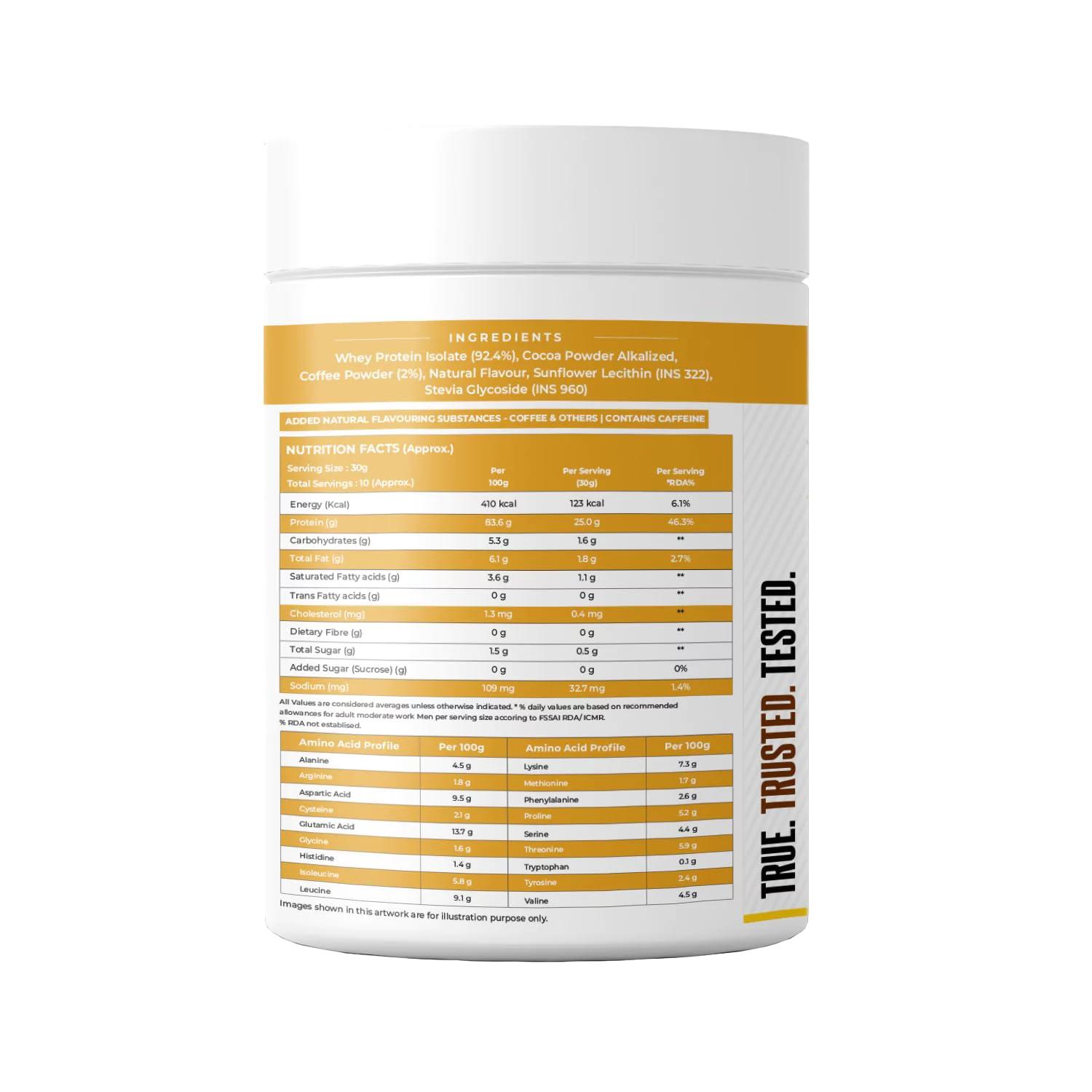NATURALTEIN NATURALTEIN Natural Whey Protein Isolate Caffe Mocha - 300g (Naturally flavored, Non GMO, No Artificial Sweeteners).