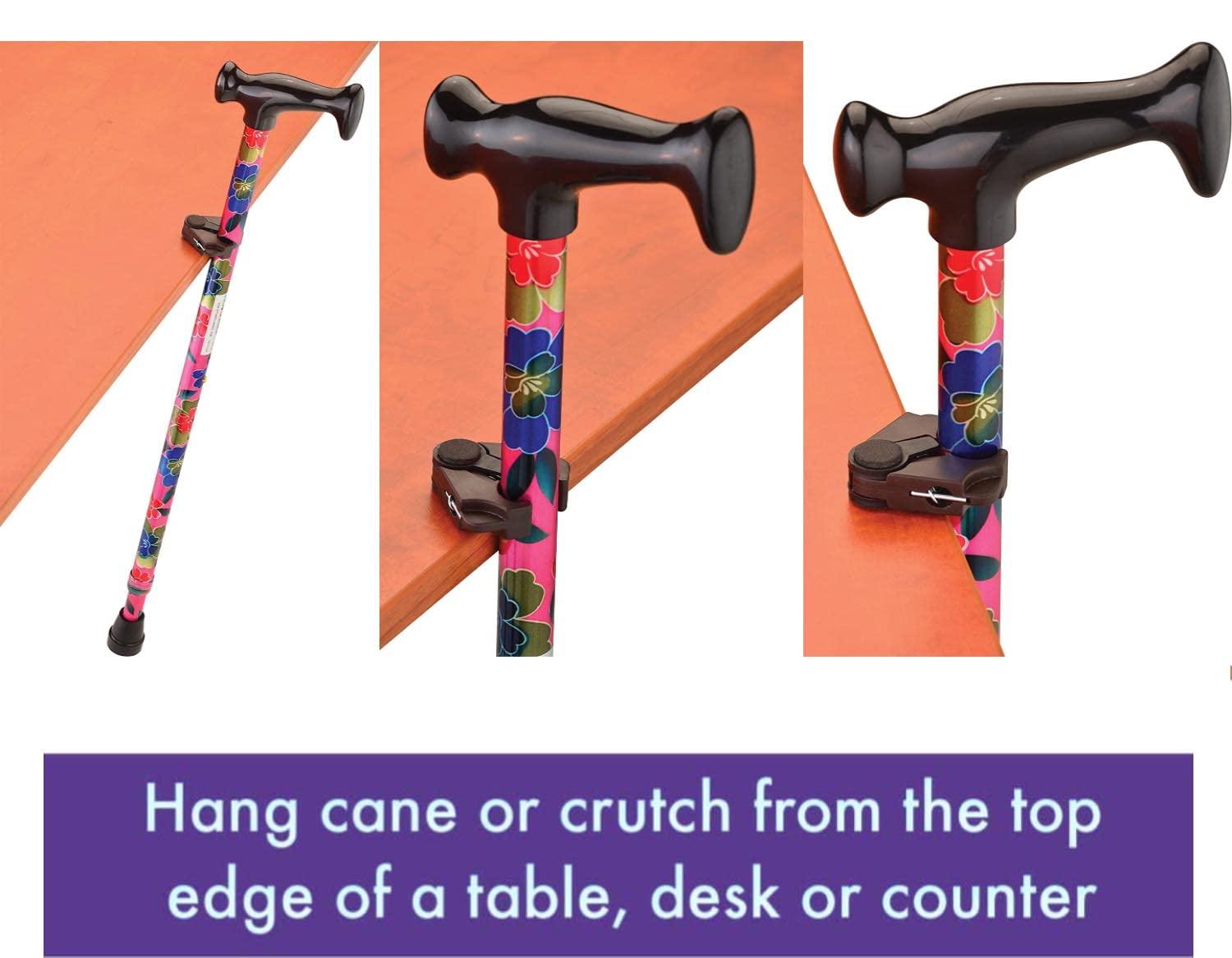 ComsenMed ComsenMed Products Cane Holder,Cane Holder for Walking Stick or Cane | Attach Cane to Table | Hang Your Cane on Table, Desk or Counter (1Ea,Black)