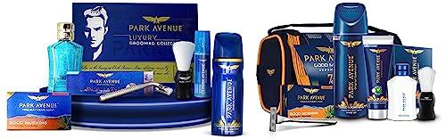 Park Avenue Park Avenue Luxury Grooming Collection (Combo Of 7 + Travel Pouch) And Park Avenue Good Morning Grooming Kit For Men (Pack Of 7)