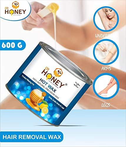 DR HONEY DR HONEY hot wax 600 gram milky and soft wax Hair Removal Wax For Arms, Legs, Chest, Back, and Full Body | Men & Women | Tan Removal | Oily to Normal Skin (600 gram) (Pearl)