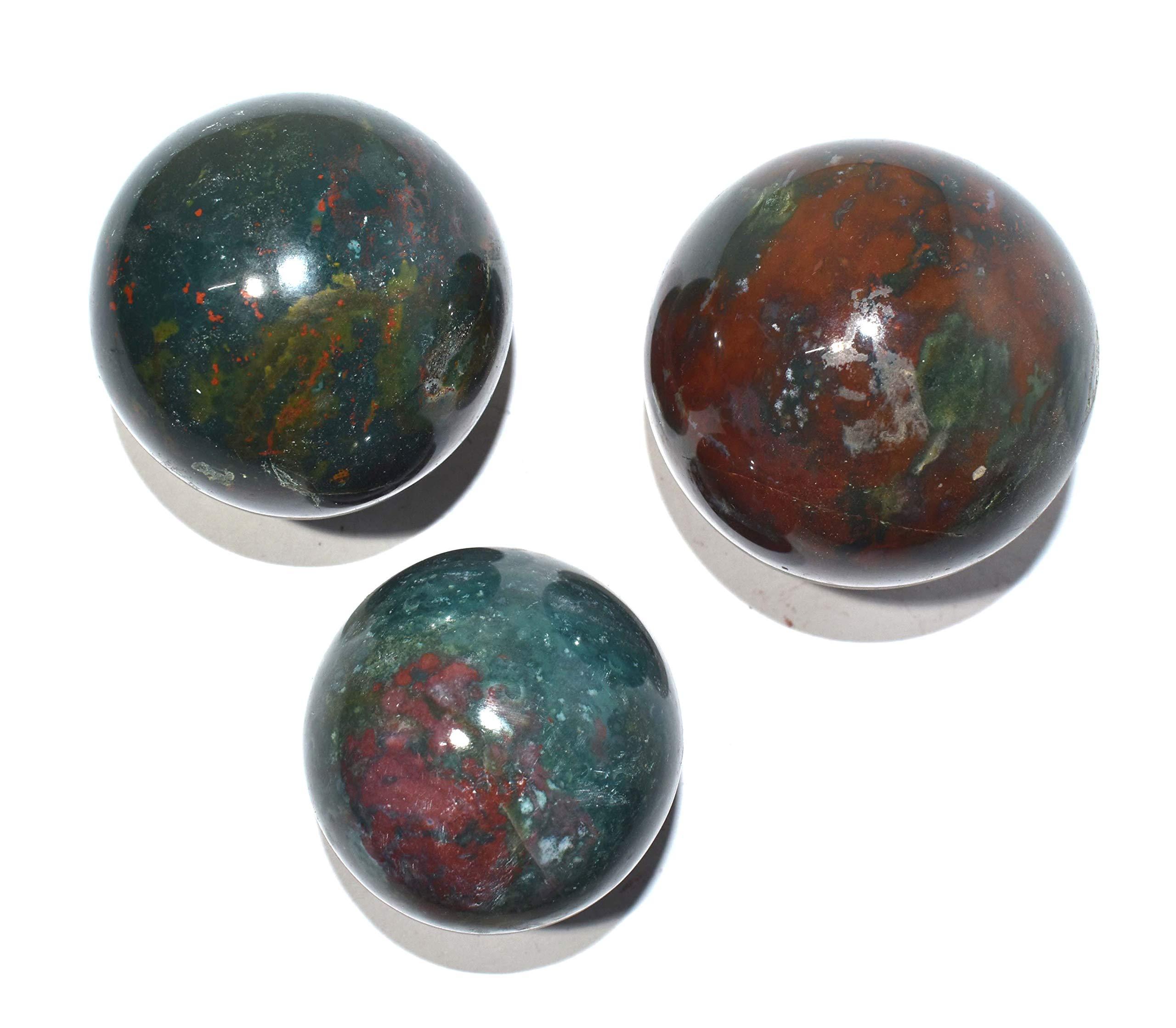 Pyramid Tatva Pyramid Tatva Sphere - Bloodstone Ball Size - (50 mm - 63 mm) 2-2.5 Inch Natural Chakra Balancing Crystal Healing Stone