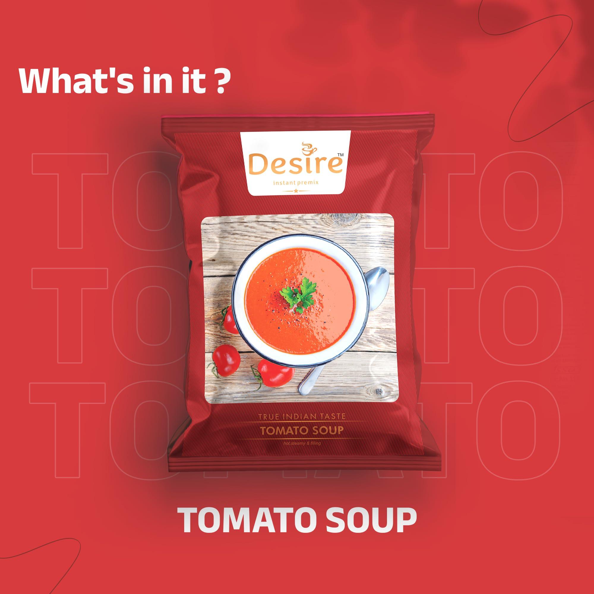 Desire Desire Instant Premix Jain Food Tomato Soup Pack - Fresh Tomatoes 500g Readymade Soup Packet - Just Add Hot Water (Jain Tomato Soup)