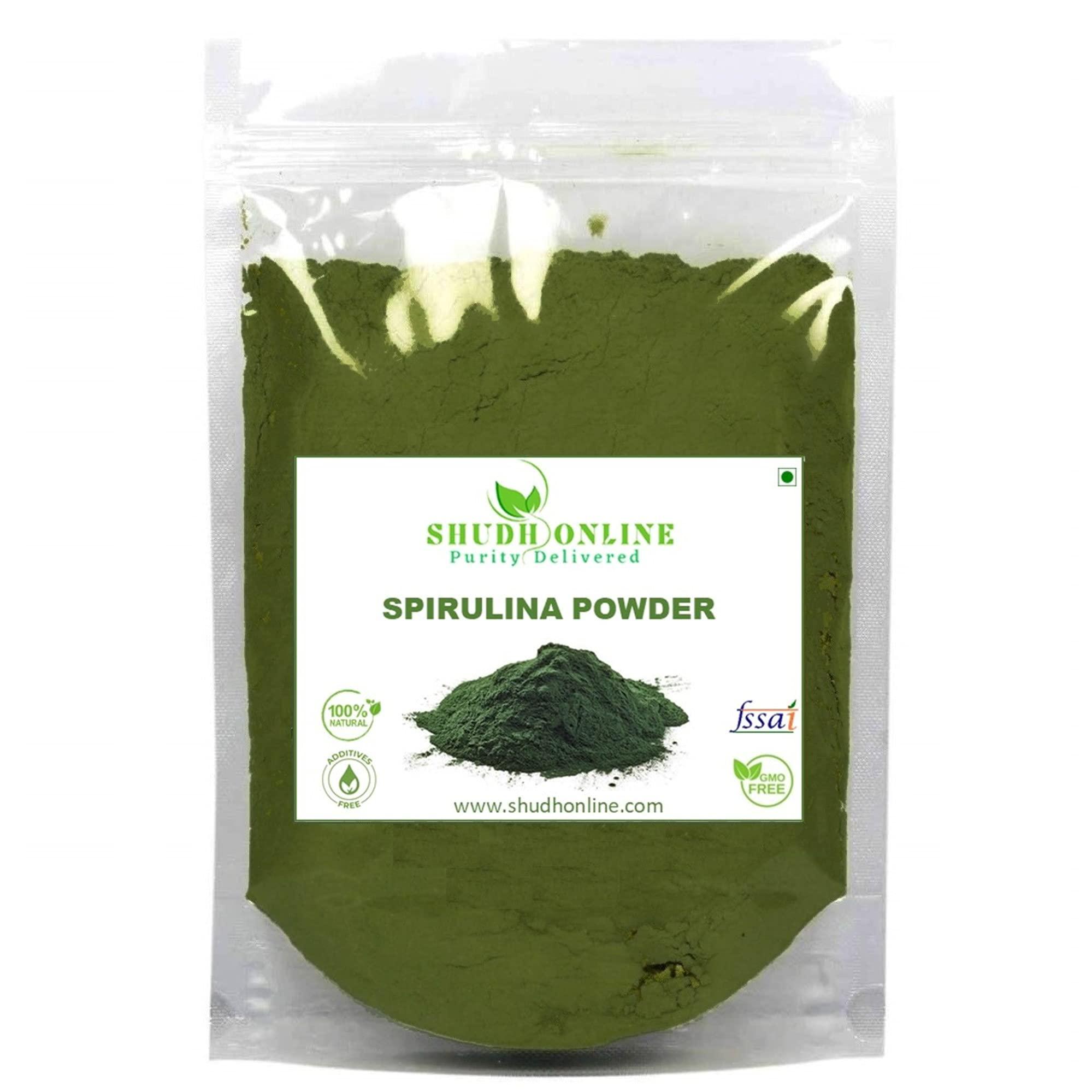 Shudh Online Shudh Online Spirulina Powder Organic 50g | Certified Organic Dried Spirulina Powder for face, Dried Protein Green Algae, Plant based Superfood for Smoothie (50g)
