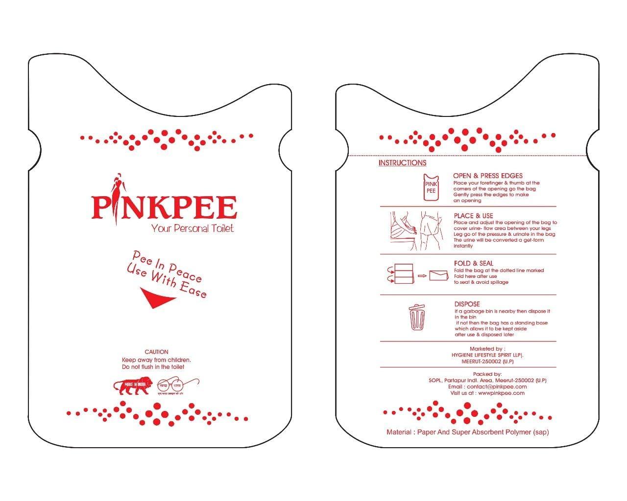 PINKPEE Pinkpee Disposable Urine Bag Pack of 35 - Personalized Hygienic Toilet Solution for Travel, Campers, and Bedridden Patients - Leak-proof, Odorless, Solidifies Instantly (Pack of 7)