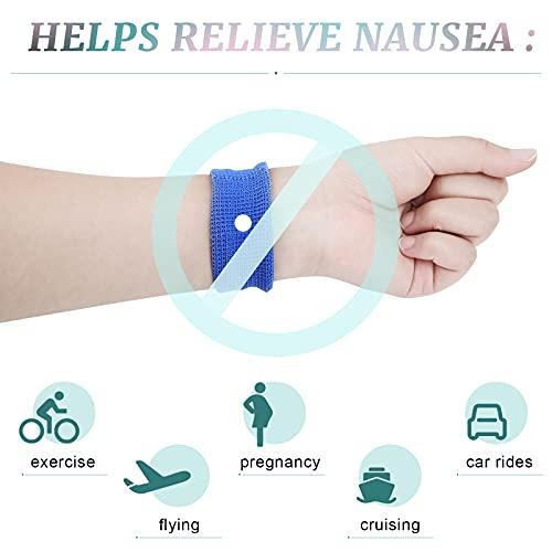 Jadive Jadive 4 x Anti-Nausea Bracelets for Motion Sickness Adjustable Movement Bands for Morning Sickness, Car Sickness, Travel Sickness (Simple Style), 4 Unit (Lot de 1), Stone