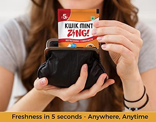Kwik Mint Kwik Mint Zing - Sugar Free Cinnamon Flavoured Mouth Freshener Oral Care Strips - Pack of 4 (160 Sachets - 480 Strips)