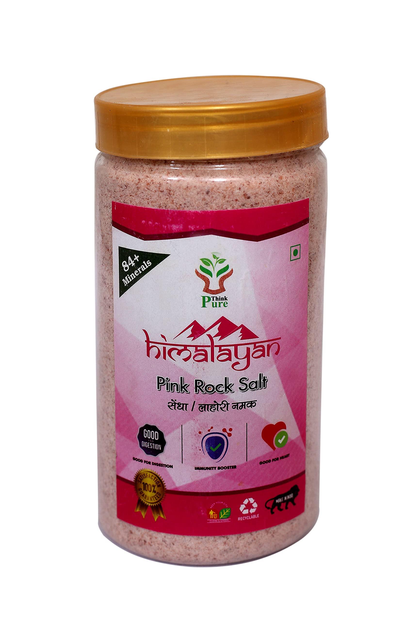 Think Pure Think Pure Himalayan Pink Salt / Pink Himalayan Rock Salt Powder / Sendha Namak / Vrat ka Namak / Lahori Namak | 1 kg Pouch [ Pack of 5 ] 80+ Minerals for Detox | 100% Natural, Unrefined, No-preservatives |
