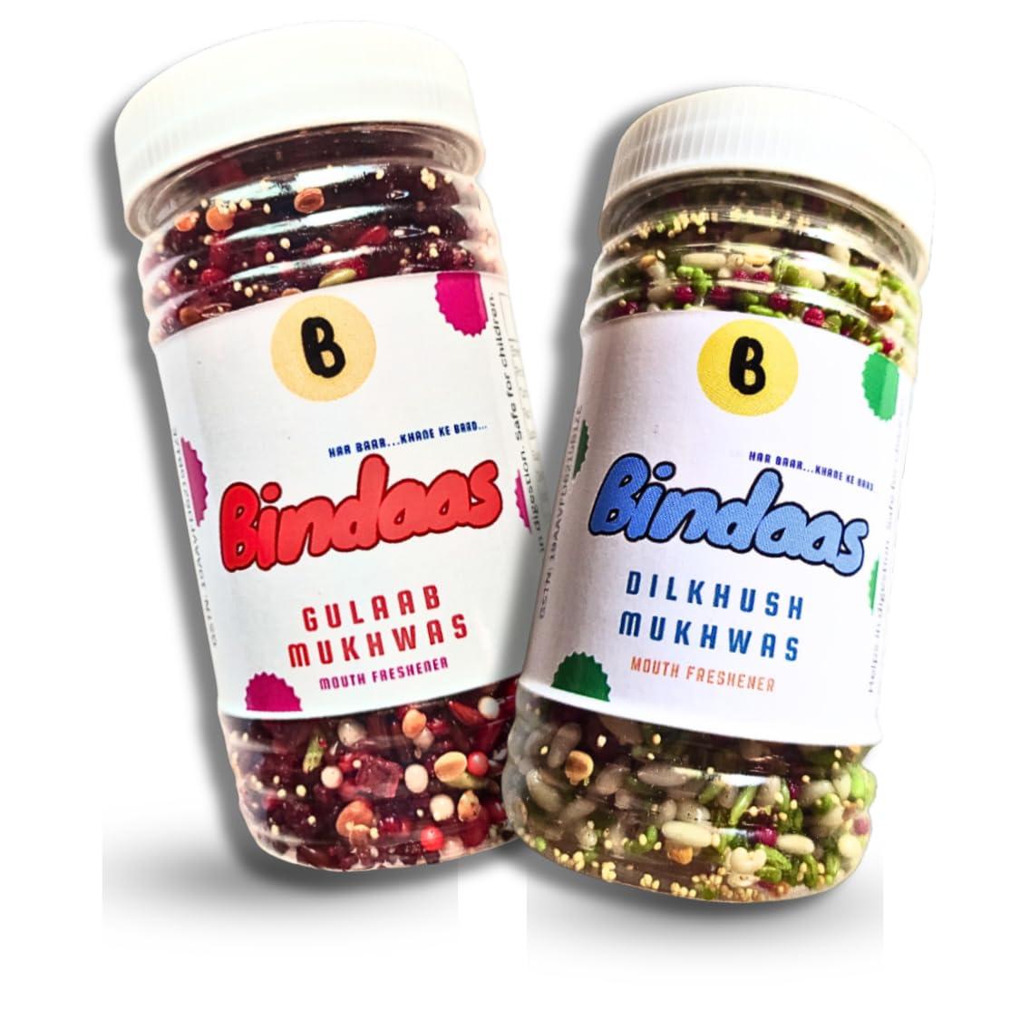 Bindaas Bindaas Mukhwas Digestive Mouth Freshener Mix Rose & Dilkhush Combo (2 bottles of 360 gm)