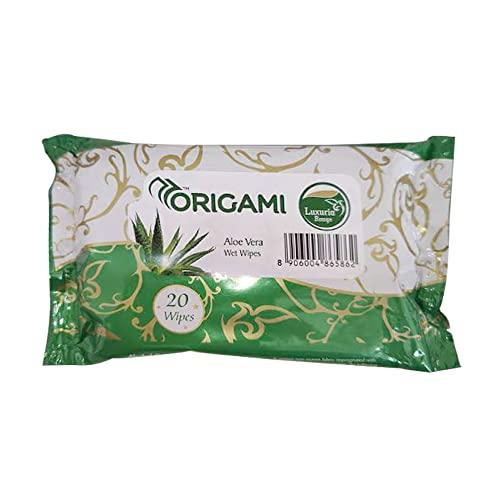 Origami Origami Luxuria Wet Wipes/Wet Tissue/Wet Facial Tissue - 15 x 20 cm - 20 Pulls Per Pack - Pack of 4-80 Wipes - Assorted Fragrances