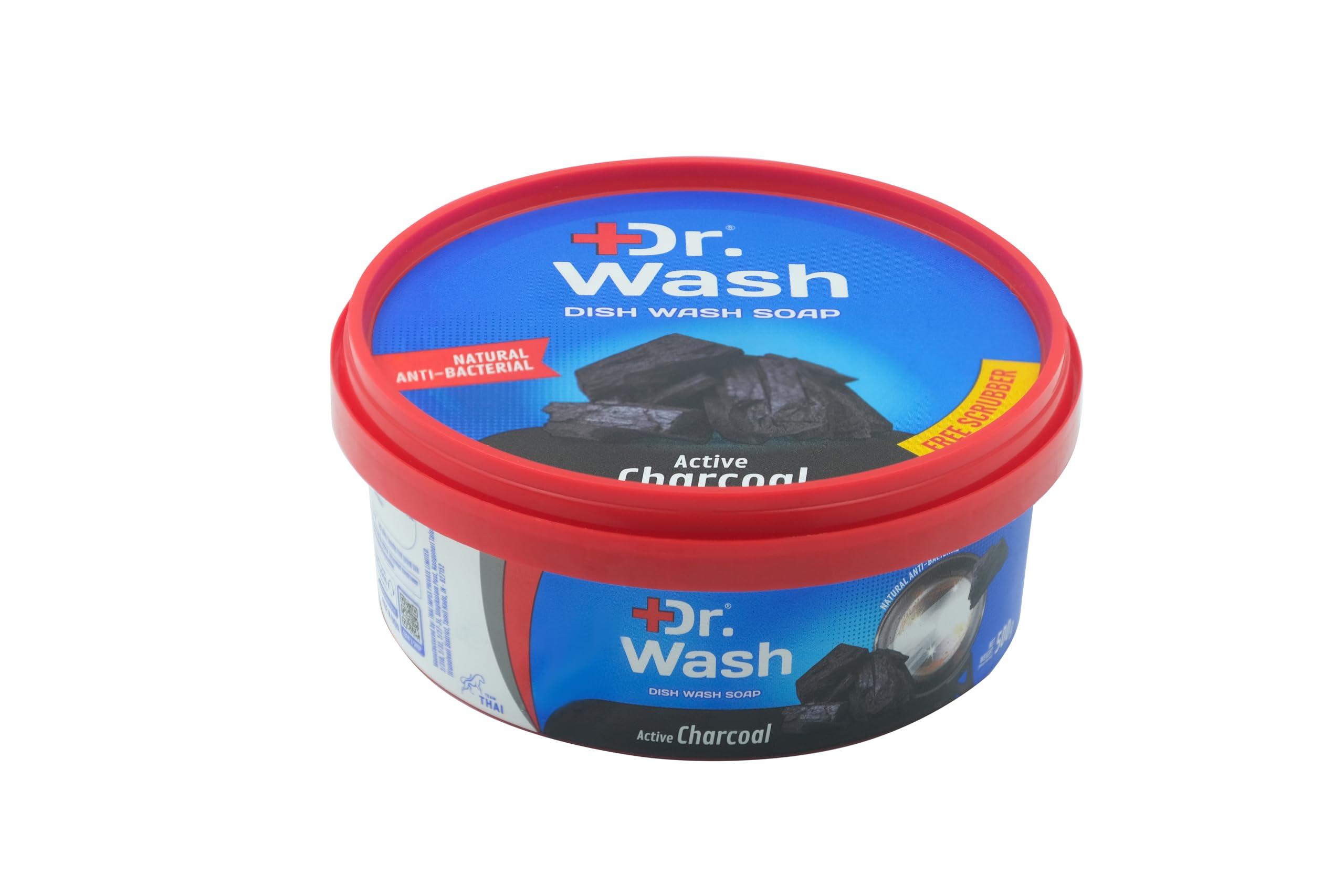 Dr.Wash DR WASH ACTIVE CHARCOAL DISH WASH SOAP WITH SCRUBBER- PACK OF 3
